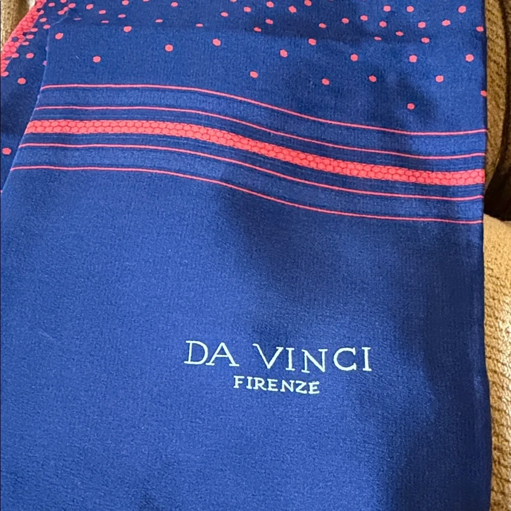 Vintage Scarf by Da Vinci Firenze Navy and Red Scarf 5.5” by 54”